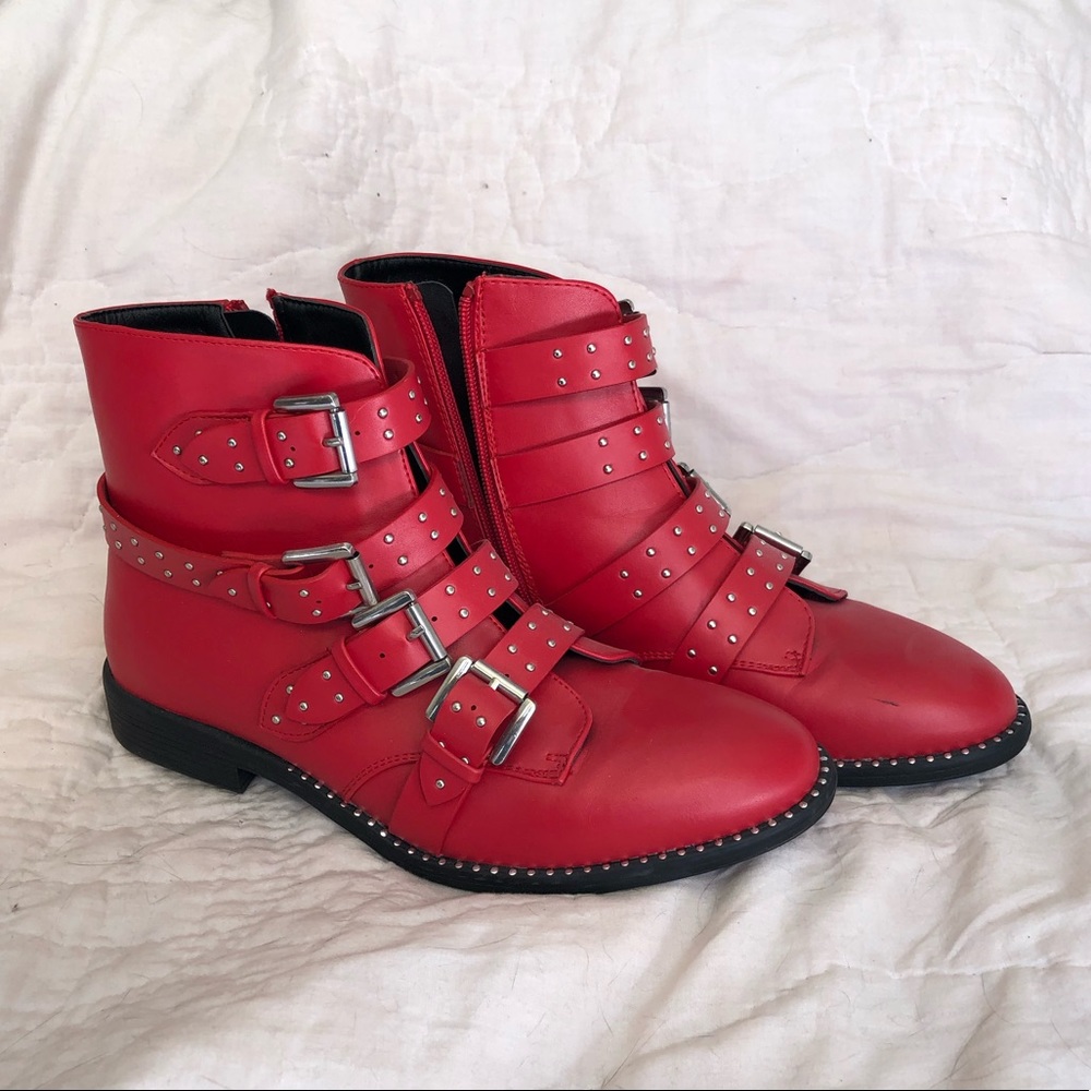 Steve Madden red biker boots